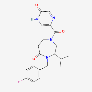 molecular formula C20H23FN4O3 B5360998 4-(4-fluorobenzyl)-1-[(5-hydroxypyrazin-2-yl)carbonyl]-3-isopropyl-1,4-diazepan-5-one 