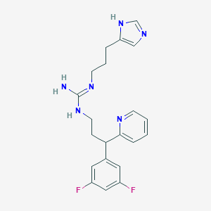molecular formula C21H24F2N6 B053610 N(1)-(3-(3,5-Difluorophenyl)-3-pyridine-2-ylpropyl)-N(2)-(3-(1H-imidazol-4-yl)propyl)guanidine CAS No. 114667-79-7