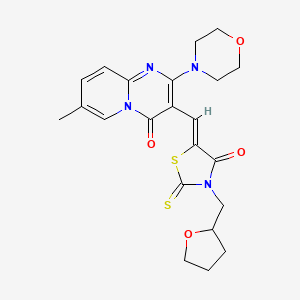 molecular formula C22H24N4O4S2 B5361072 (5Z)-5-[(7-methyl-2-morpholin-4-yl-4-oxopyrido[1,2-a]pyrimidin-3-yl)methylidene]-3-(oxolan-2-ylmethyl)-2-sulfanylidene-1,3-thiazolidin-4-one 