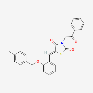 molecular formula C26H21NO4S B5361095 5-{2-[(4-methylbenzyl)oxy]benzylidene}-3-(2-oxo-2-phenylethyl)-1,3-thiazolidine-2,4-dione 