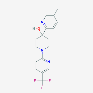 molecular formula C17H18F3N3O B5361113 4-(5-methylpyridin-2-yl)-1-[5-(trifluoromethyl)pyridin-2-yl]piperidin-4-ol 