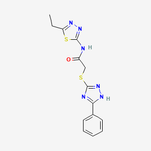 molecular formula C14H14N6OS2 B5361167 N-(5-ethyl-1,3,4-thiadiazol-2-yl)-2-[(5-phenyl-4H-1,2,4-triazol-3-yl)thio]acetamide 