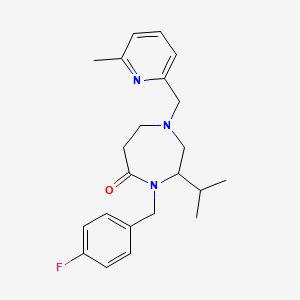 molecular formula C22H28FN3O B5361202 4-(4-fluorobenzyl)-3-isopropyl-1-[(6-methylpyridin-2-yl)methyl]-1,4-diazepan-5-one 