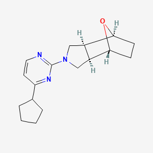 molecular formula C17H23N3O B5361213 (1R*,2R*,6S*,7S*)-4-(4-cyclopentyl-2-pyrimidinyl)-10-oxa-4-azatricyclo[5.2.1.0~2,6~]decane 