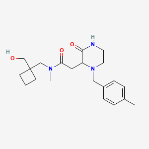 molecular formula C21H31N3O3 B5361219 N-{[1-(hydroxymethyl)cyclobutyl]methyl}-N-methyl-2-[1-(4-methylbenzyl)-3-oxo-2-piperazinyl]acetamide 