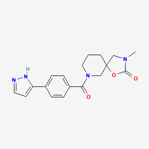 molecular formula C18H20N4O3 B5361235 3-methyl-7-[4-(1H-pyrazol-3-yl)benzoyl]-1-oxa-3,7-diazaspiro[4.5]decan-2-one 