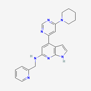 molecular formula C22H23N7 B5361325 4-(6-piperidin-1-ylpyrimidin-4-yl)-N-(pyridin-2-ylmethyl)-1H-pyrrolo[2,3-b]pyridin-6-amine 