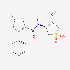 molecular formula C17H19NO5S B5361391 N-[(3S*,4S*)-4-hydroxy-1,1-dioxidotetrahydro-3-thienyl]-N,5-dimethyl-2-phenyl-3-furamide 