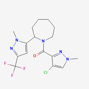 molecular formula C16H19ClF3N5O B5361406 1-[(4-chloro-1-methyl-1H-pyrazol-3-yl)carbonyl]-2-[1-methyl-3-(trifluoromethyl)-1H-pyrazol-5-yl]azepane 