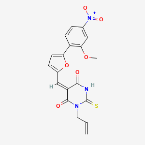 (5E)-5-{[5-(2-methoxy-4-nitrophenyl)furan-2-yl]methylidene}-1-(prop-2-en-1-yl)-2-thioxodihydropyrimidine-4,6(1H,5H)-dione