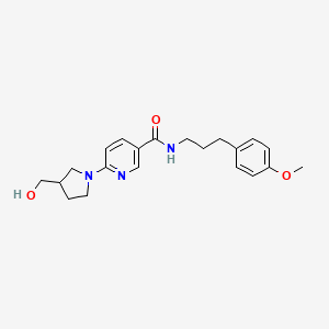 molecular formula C21H27N3O3 B5361479 6-[3-(hydroxymethyl)pyrrolidin-1-yl]-N-[3-(4-methoxyphenyl)propyl]nicotinamide 