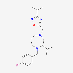 molecular formula C21H31FN4O B5361942 1-(4-fluorobenzyl)-2-isopropyl-4-[(3-isopropyl-1,2,4-oxadiazol-5-yl)methyl]-1,4-diazepane 