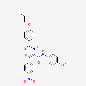 molecular formula C27H27N3O6 B5362183 4-butoxy-N-[(E)-3-(4-methoxyanilino)-1-(4-nitrophenyl)-3-oxoprop-1-en-2-yl]benzamide 