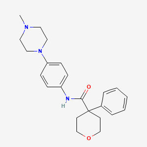 molecular formula C23H29N3O2 B5366302 N-[4-(4-methyl-1-piperazinyl)phenyl]-4-phenyltetrahydro-2H-pyran-4-carboxamide 