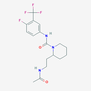 molecular formula C17H21F4N3O2 B5366382 2-[2-(acetylamino)ethyl]-N-[4-fluoro-3-(trifluoromethyl)phenyl]-1-piperidinecarboxamide 