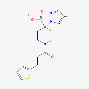 4-(4-methyl-1H-pyrazol-1-yl)-1-[3-(2-thienyl)propanoyl]piperidine-4-carboxylic acid