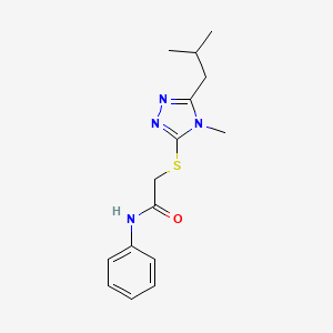 molecular formula C15H20N4OS B5366535 2-[[4-methyl-5-(2-methylpropyl)-1,2,4-triazol-3-yl]sulfanyl]-N-phenylacetamide 