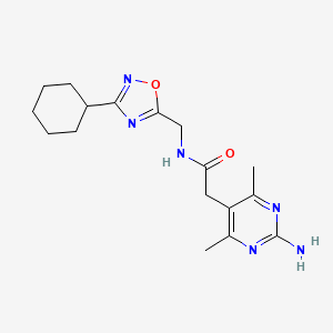 molecular formula C17H24N6O2 B5366629 2-(2-amino-4,6-dimethylpyrimidin-5-yl)-N-[(3-cyclohexyl-1,2,4-oxadiazol-5-yl)methyl]acetamide 