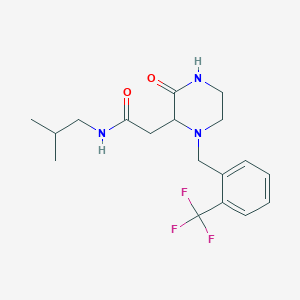 molecular formula C18H24F3N3O2 B5366744 N-isobutyl-2-{3-oxo-1-[2-(trifluoromethyl)benzyl]-2-piperazinyl}acetamide 