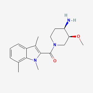 molecular formula C18H25N3O2 B5366811 (3S*,4R*)-3-methoxy-1-[(1,3,7-trimethyl-1H-indol-2-yl)carbonyl]piperidin-4-amine 