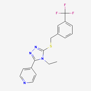 molecular formula C17H15F3N4S B5366850 4-(4-ethyl-5-{[3-(trifluoromethyl)benzyl]thio}-4H-1,2,4-triazol-3-yl)pyridine 