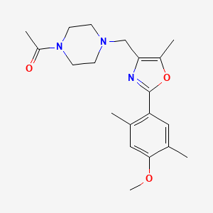 molecular formula C20H27N3O3 B5366933 1-acetyl-4-{[2-(4-methoxy-2,5-dimethylphenyl)-5-methyl-1,3-oxazol-4-yl]methyl}piperazine 