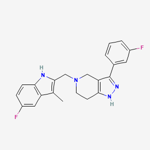 5-[(5-fluoro-3-methyl-1H-indol-2-yl)methyl]-3-(3-fluorophenyl)-4,5,6,7-tetrahydro-1H-pyrazolo[4,3-c]pyridine