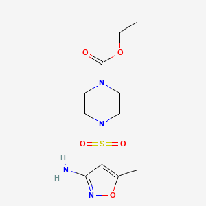 molecular formula C11H18N4O5S B5367100 ethyl 4-[(3-amino-5-methyl-4-isoxazolyl)sulfonyl]-1-piperazinecarboxylate 