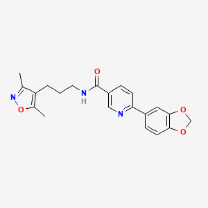 molecular formula C21H21N3O4 B5367170 6-(1,3-benzodioxol-5-yl)-N-[3-(3,5-dimethylisoxazol-4-yl)propyl]nicotinamide 