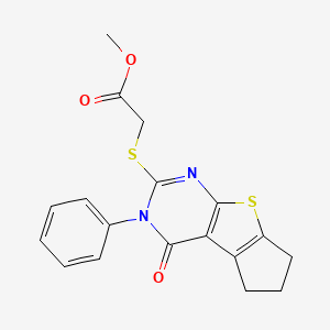 METHYL 2-[(4-OXO-3-PHENYL-3,5,6,7-TETRAHYDRO-4H-CYCLOPENTA[4,5]THIENO[2,3-D]PYRIMIDIN-2-YL)SULFANYL]ACETATE