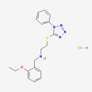 molecular formula C18H22ClN5OS B5367299 N-[(2-ethoxyphenyl)methyl]-2-(1-phenyltetrazol-5-yl)sulfanylethanamine;hydrochloride 