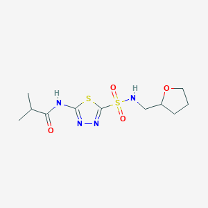 molecular formula C11H18N4O4S2 B5367308 2-methyl-N-(5-{[(tetrahydro-2-furanylmethyl)amino]sulfonyl}-1,3,4-thiadiazol-2-yl)propanamide 