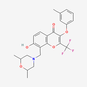 molecular formula C24H24F3NO5 B5367329 8-[(2,6-dimethyl-4-morpholinyl)methyl]-7-hydroxy-3-(3-methylphenoxy)-2-(trifluoromethyl)-4H-chromen-4-one 