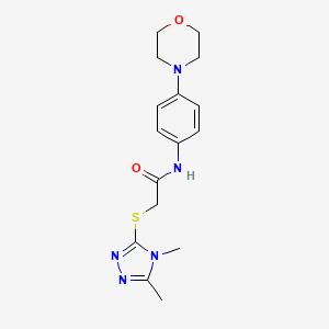 molecular formula C16H21N5O2S B5367334 2-[(4,5-dimethyl-4H-1,2,4-triazol-3-yl)thio]-N-[4-(4-morpholinyl)phenyl]acetamide 