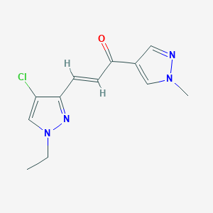 molecular formula C12H13ClN4O B5367337 3-(4-chloro-1-ethyl-1H-pyrazol-3-yl)-1-(1-methyl-1H-pyrazol-4-yl)-2-propen-1-one 