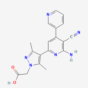 molecular formula C18H16N6O2 B5367349 [4-(6'-amino-5'-cyano-3,4'-bipyridin-2'-yl)-3,5-dimethyl-1H-pyrazol-1-yl]acetic acid 