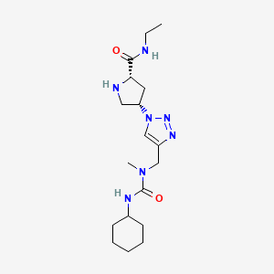 molecular formula C18H31N7O2 B5367350 (4S)-4-(4-{[[(cyclohexylamino)carbonyl](methyl)amino]methyl}-1H-1,2,3-triazol-1-yl)-N-ethyl-L-prolinamide hydrochloride 