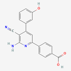 molecular formula C19H13N3O3 B5367372 4-[6-amino-5-cyano-4-(3-hydroxyphenyl)pyridin-2-yl]benzoic acid 