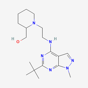 molecular formula C18H30N6O B5367385 (1-{2-[(6-tert-butyl-1-methyl-1H-pyrazolo[3,4-d]pyrimidin-4-yl)amino]ethyl}-2-piperidinyl)methanol 