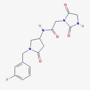 molecular formula C16H17FN4O4 B5367414 2-(2,5-dioxoimidazolidin-1-yl)-N-[1-(3-fluorobenzyl)-5-oxopyrrolidin-3-yl]acetamide 