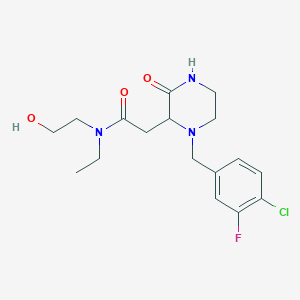 molecular formula C17H23ClFN3O3 B5367439 2-[1-(4-chloro-3-fluorobenzyl)-3-oxo-2-piperazinyl]-N-ethyl-N-(2-hydroxyethyl)acetamide 