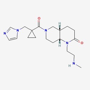 molecular formula C19H29N5O2 B5367511 rel-(4aS,8aR)-6-{[1-(1H-imidazol-1-ylmethyl)cyclopropyl]carbonyl}-1-[2-(methylamino)ethyl]octahydro-1,6-naphthyridin-2(1H)-one dihydrochloride 