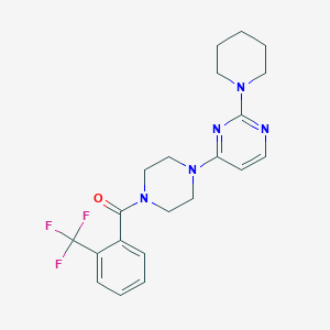 molecular formula C21H24F3N5O B5367518 2-(1-piperidinyl)-4-{4-[2-(trifluoromethyl)benzoyl]-1-piperazinyl}pyrimidine 