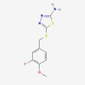 molecular formula C10H10FN3OS2 B5367523 5-[(3-fluoro-4-methoxybenzyl)thio]-1,3,4-thiadiazol-2-amine 