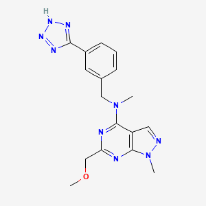 molecular formula C17H19N9O B5367566 6-(methoxymethyl)-N,1-dimethyl-N-[[3-(2H-tetrazol-5-yl)phenyl]methyl]pyrazolo[3,4-d]pyrimidin-4-amine 