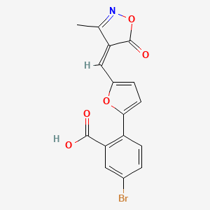 molecular formula C16H10BrNO5 B5367572 5-bromo-2-{5-[(3-methyl-5-oxo-4(5H)-isoxazolylidene)methyl]-2-furyl}benzoic acid 