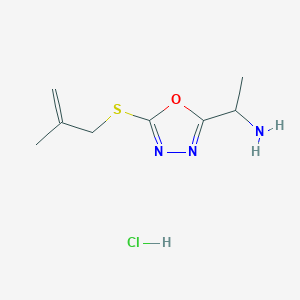 molecular formula C8H14ClN3OS B5367601 (1-{5-[(2-methyl-2-propen-1-yl)thio]-1,3,4-oxadiazol-2-yl}ethyl)amine hydrochloride 