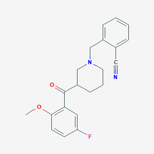 molecular formula C21H21FN2O2 B5367659 2-{[3-(5-fluoro-2-methoxybenzoyl)piperidin-1-yl]methyl}benzonitrile 