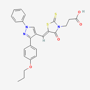 3-(4-oxo-5-{[1-phenyl-3-(4-propoxyphenyl)-1H-pyrazol-4-yl]methylene}-2-thioxo-1,3-thiazolidin-3-yl)propanoic acid