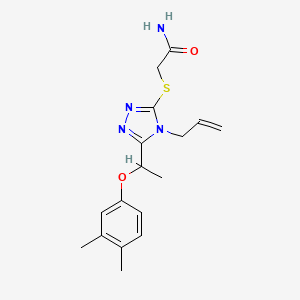 molecular formula C17H22N4O2S B5367705 2-({5-[1-(3,4-dimethylphenoxy)ethyl]-4-(prop-2-en-1-yl)-4H-1,2,4-triazol-3-yl}sulfanyl)acetamide 